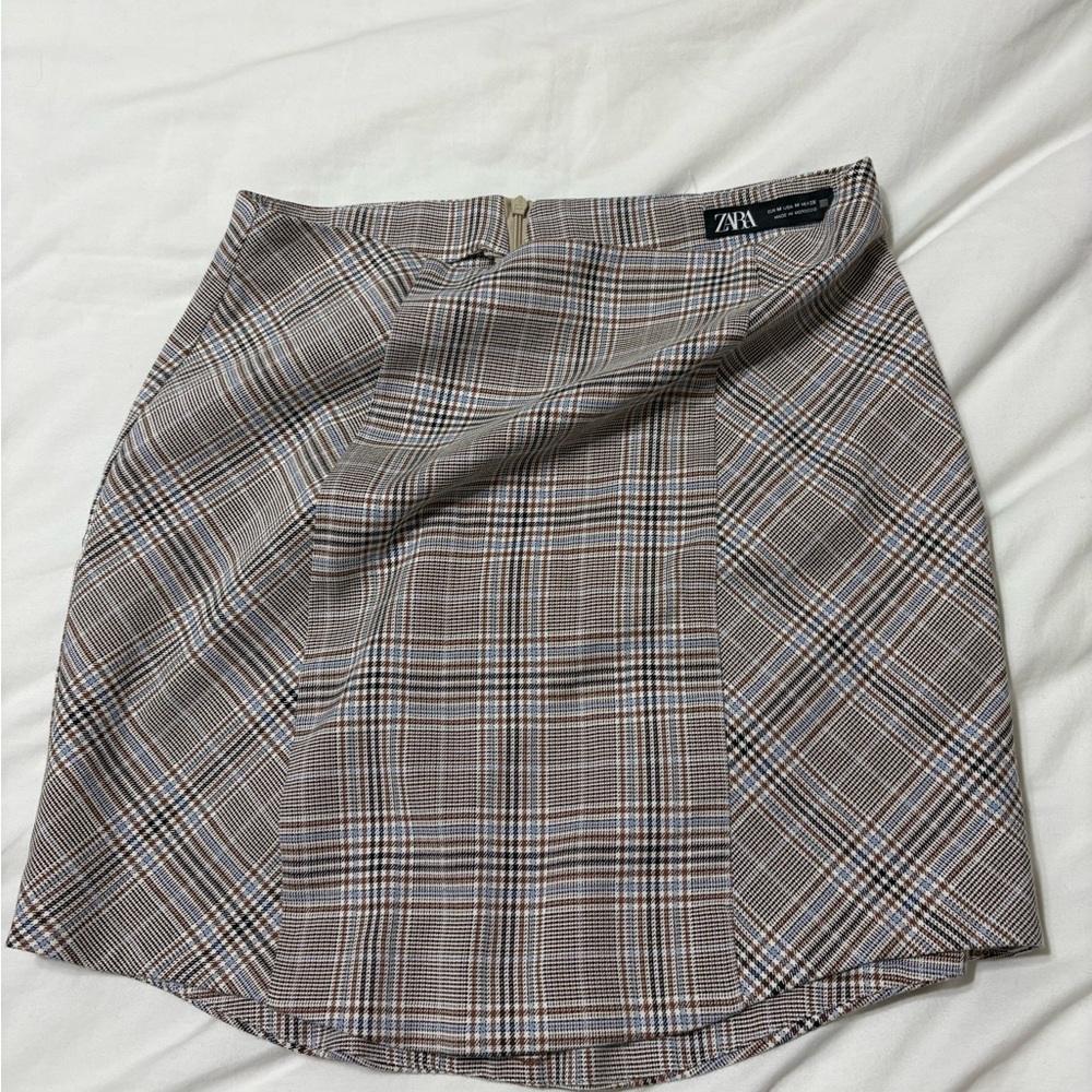Zara Plaid Skirt in Brown and Black